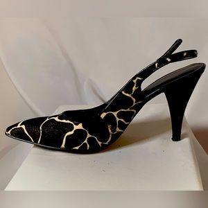 Nine West giraffe print faux calf hide sling back 3 1/2” heel  size 7 1/2 M
